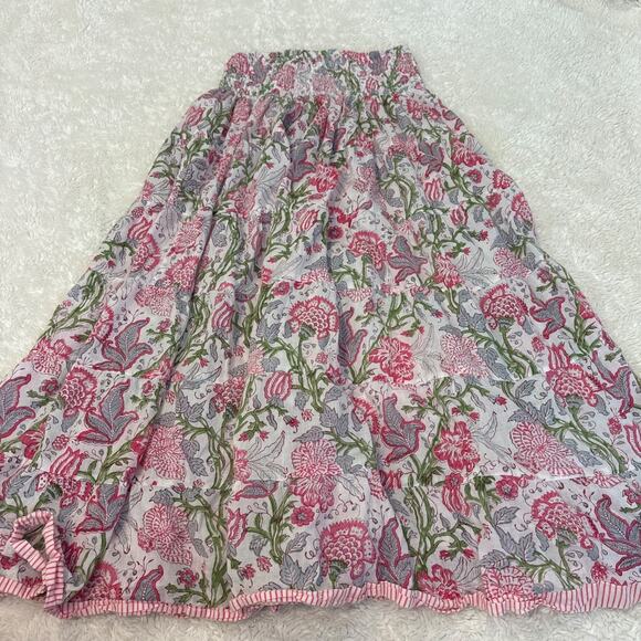 Unbranded Dresses & Skirts - Womens Cotton Pink Floral Maxi Skirt Beach Boho Indie Tomato Granola Girl OS